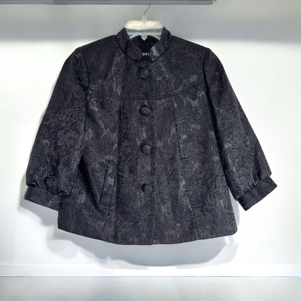 George Black Textured Jacquard Swing Jacket Blazer with Pockets size 4